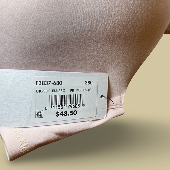 Calvin Klein F3837 Perfect Fit Full Coverage T-Shirt Bra 38C Pink Lightly Lined - Picture 4 of 10